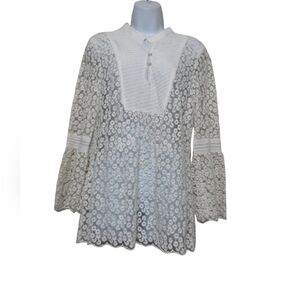 Sundance Sheer Blouse  women M Floral White embroidered Boho cottage-core fairy
